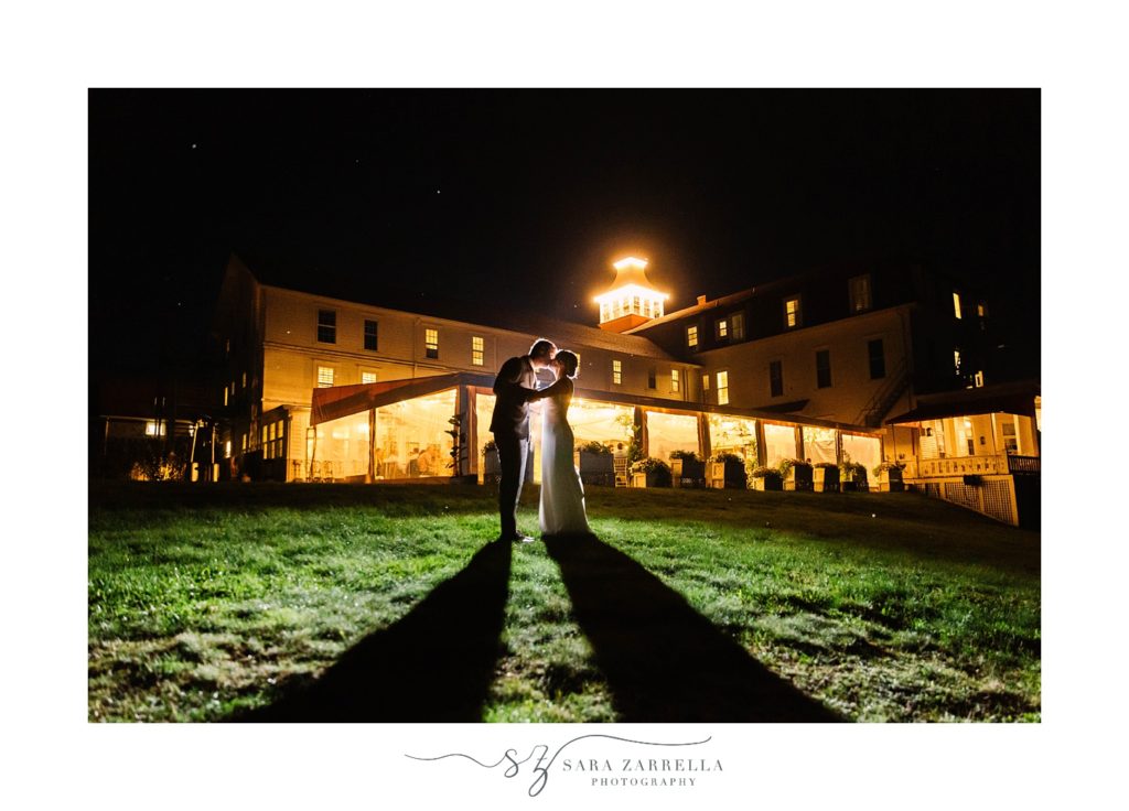 nighttime wedding portraits at the Spring House Hotel