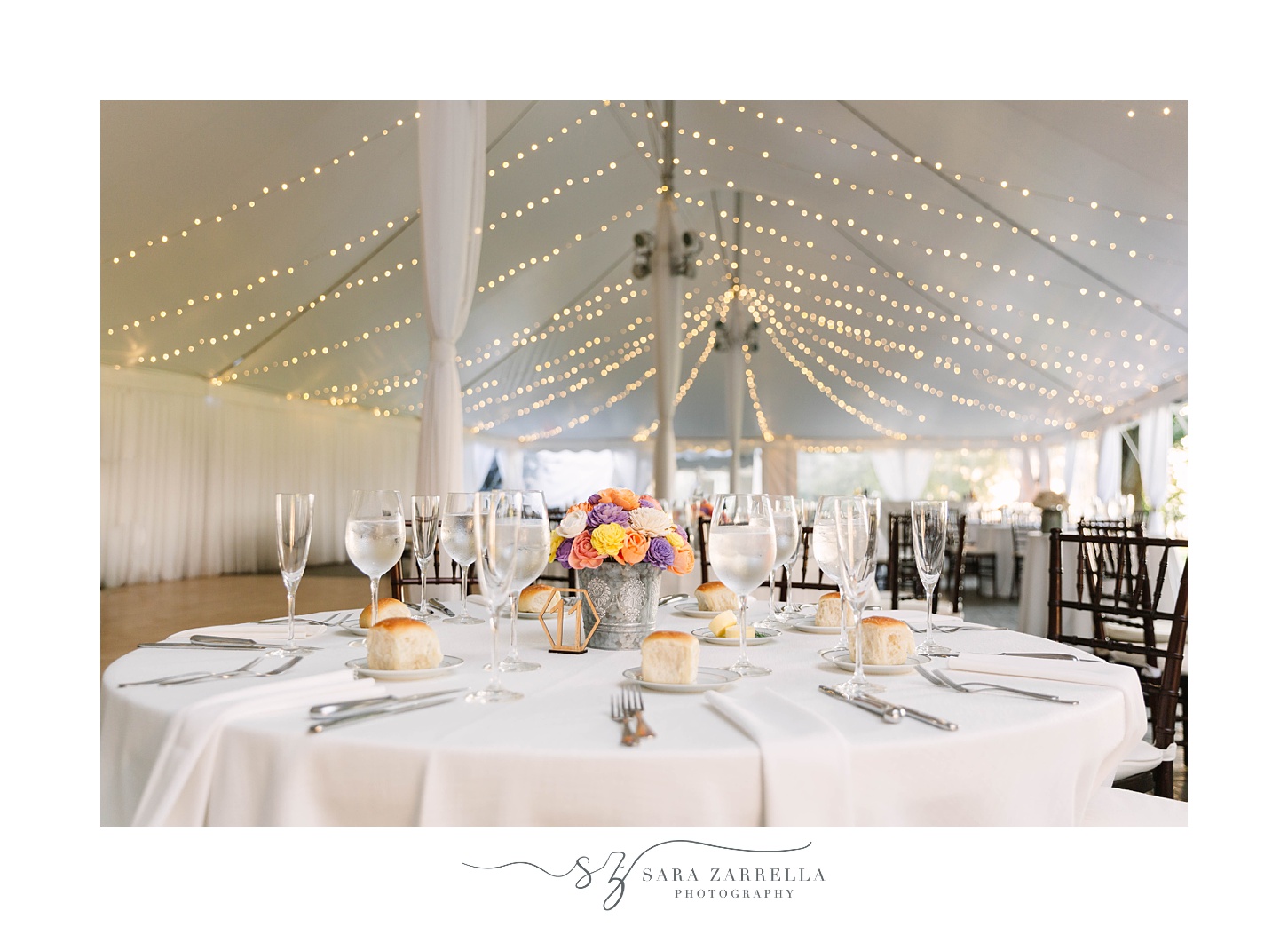 Blithewold Mansion wedding reception under tent