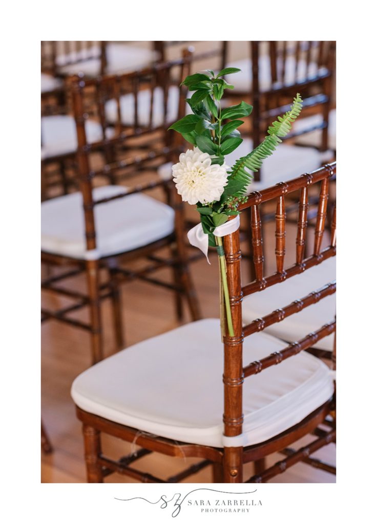 simple while floral accents for chairs at the Hotel Viking