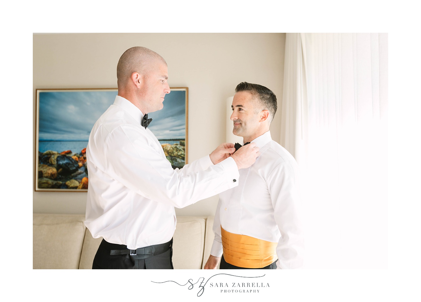 groomsman helps gore prepare for RI wedding 