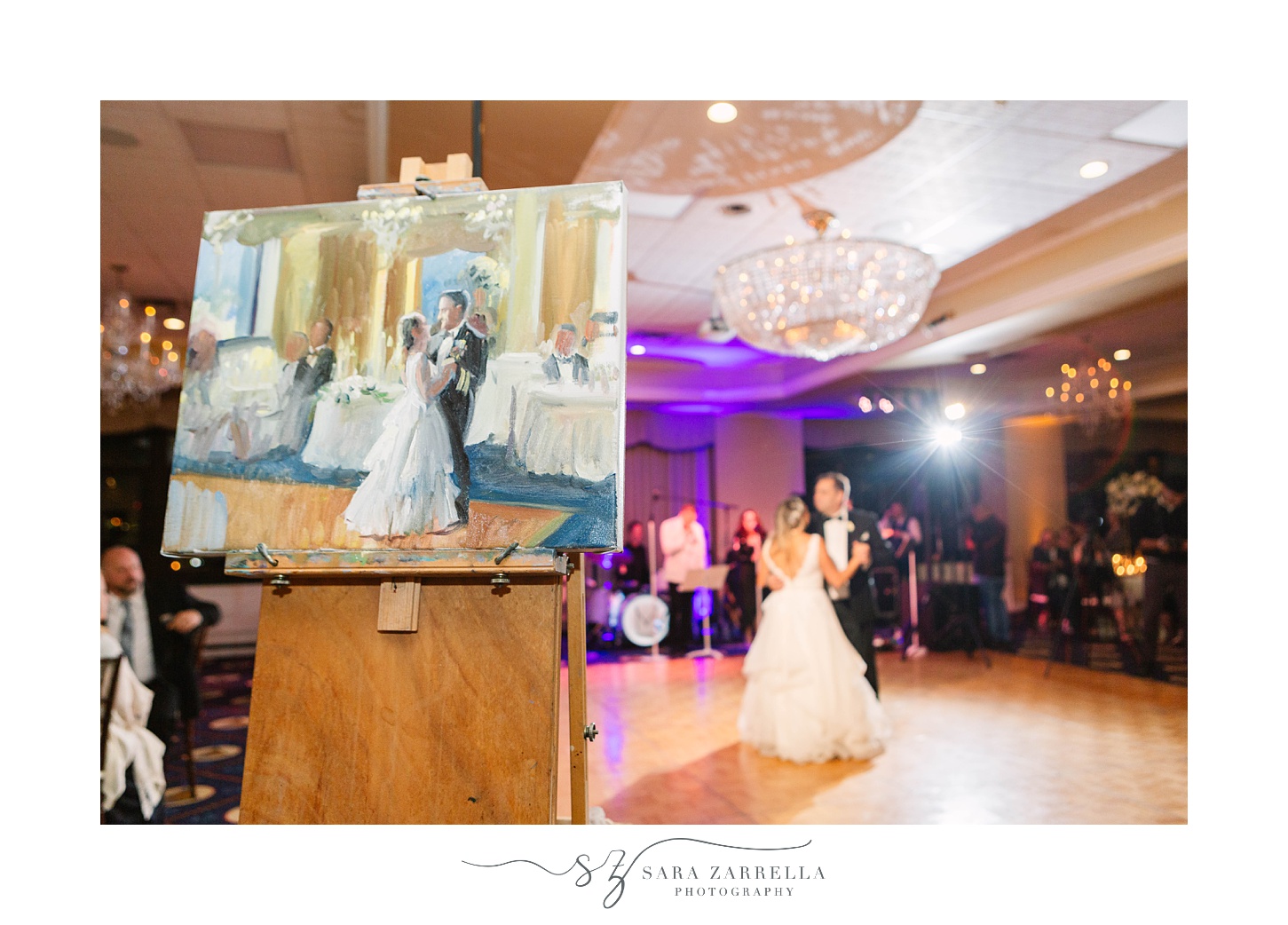 live painter captures wedding reception dances