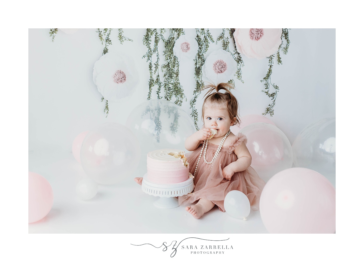 Pastel Pink and White Cake Smash for baby girl