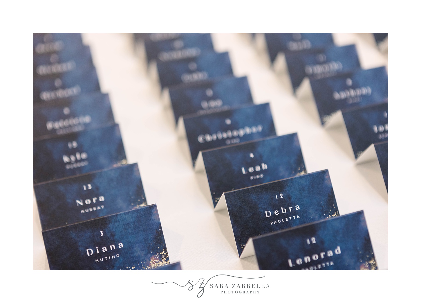 navy and gold seating cards 