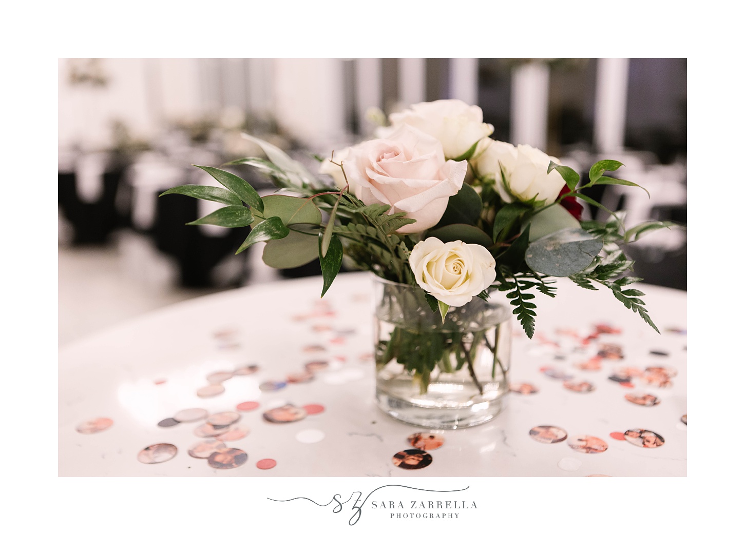 rose centerpieces at Belle Mer