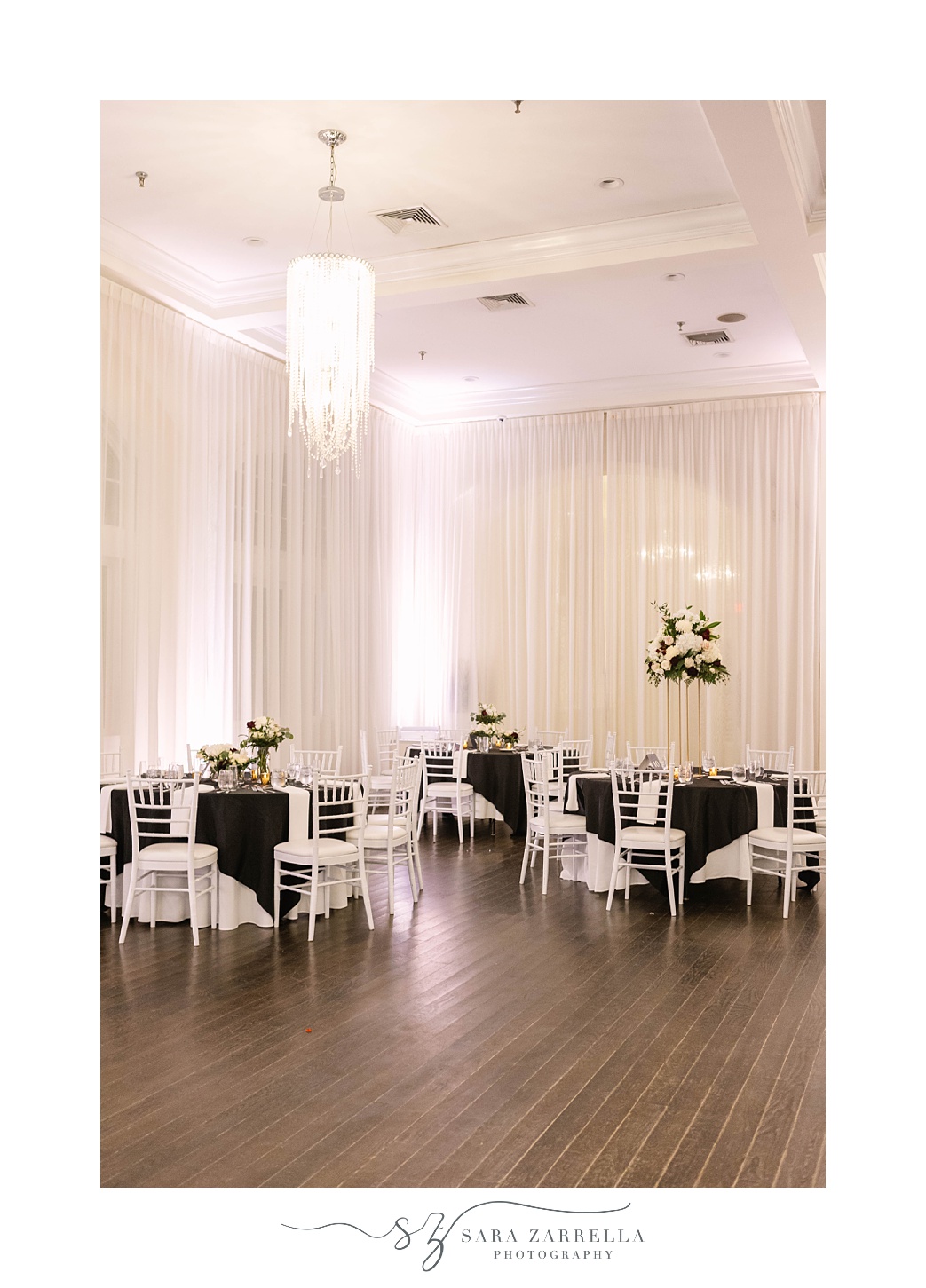 Belle Mer reception space with black and silver details 