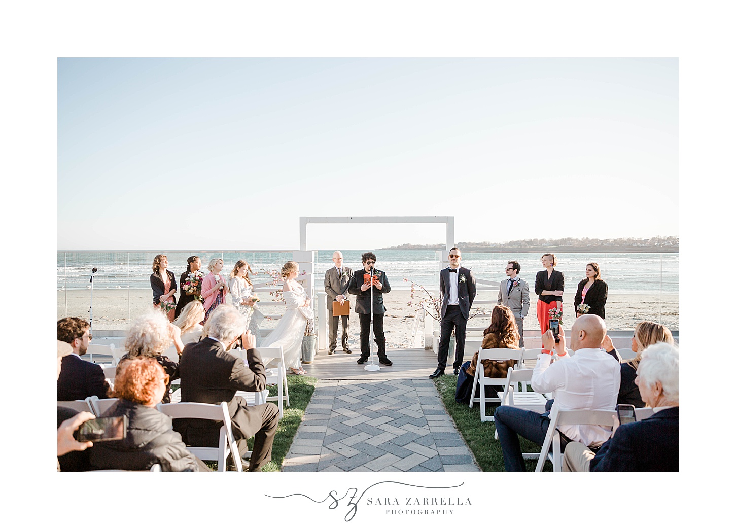 beachfront wedding ceremony at Newport Beach House