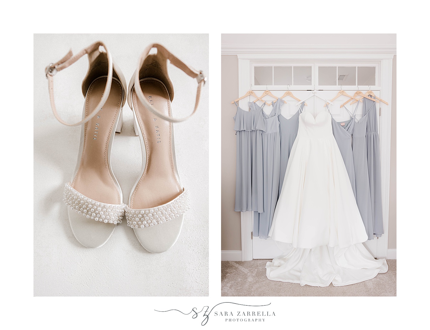 bride's gown and shoes for RI wedding