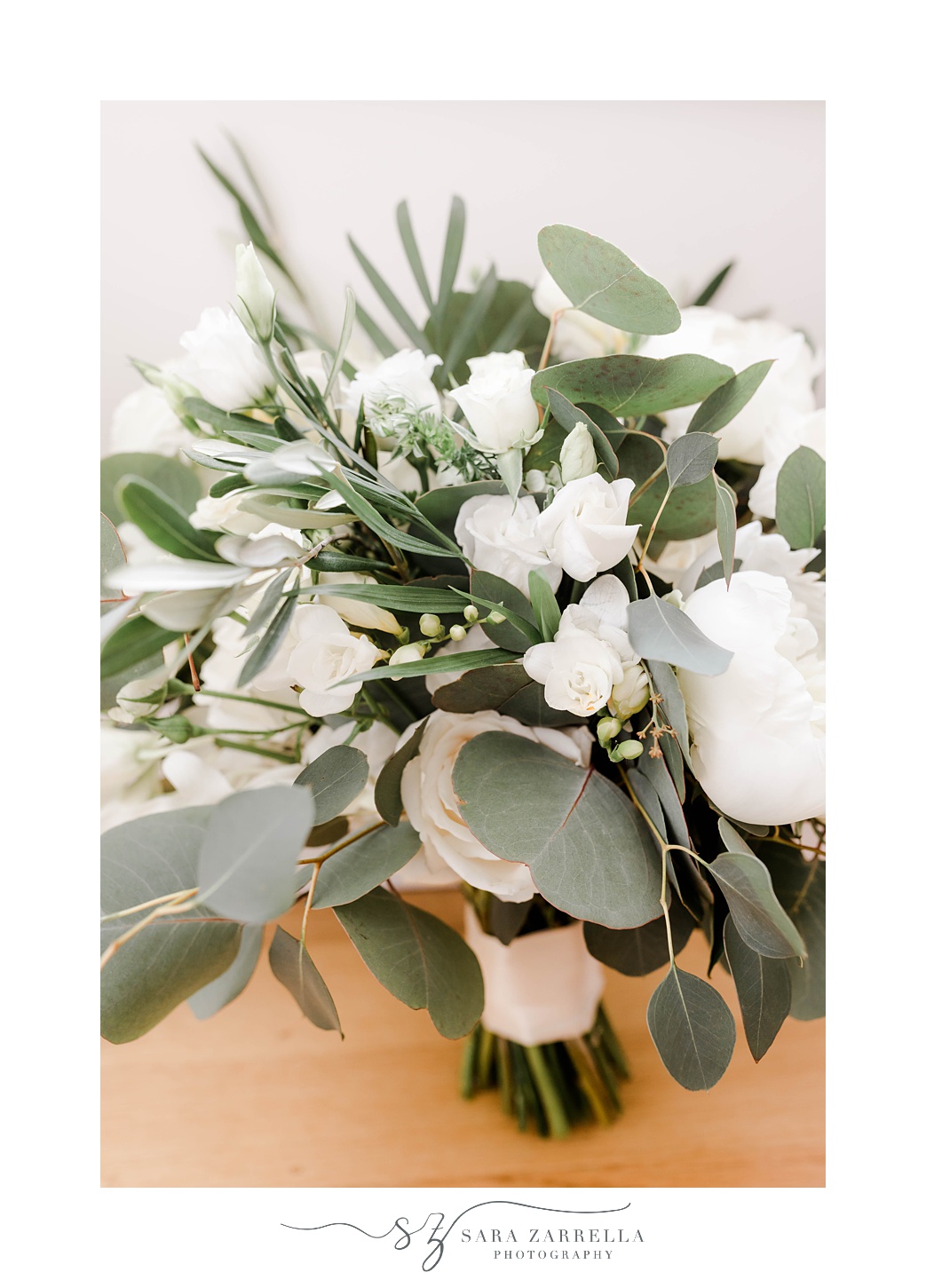 bride's white bouquet for Newport wedding day