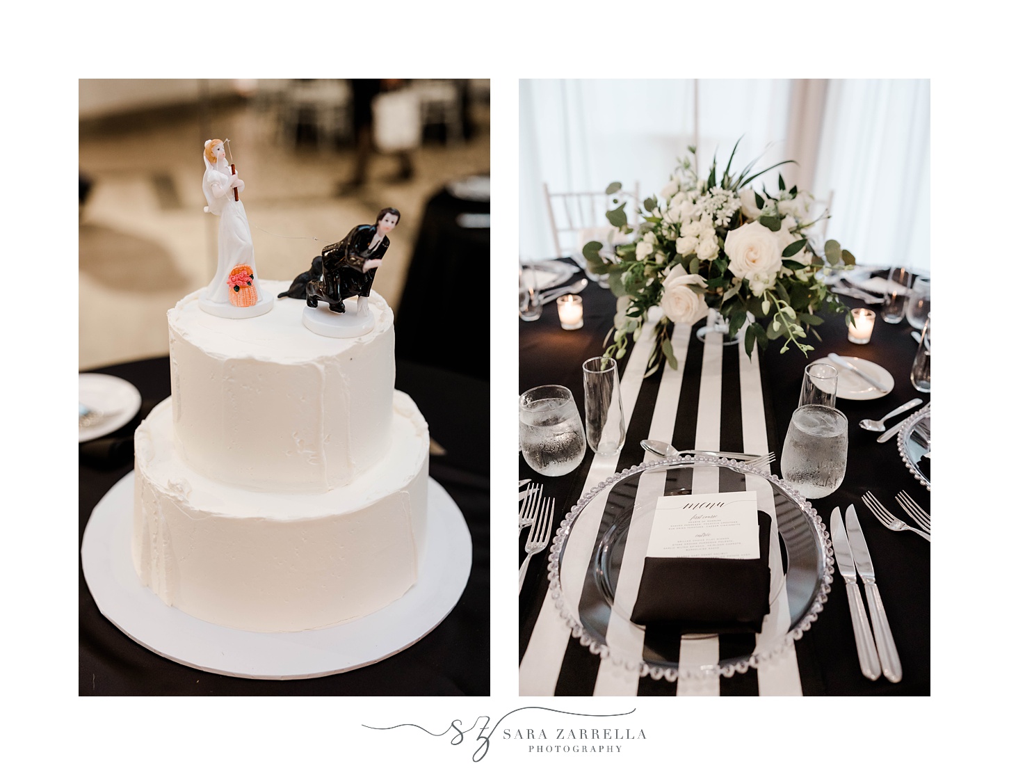 wedding cake with custom figures on top