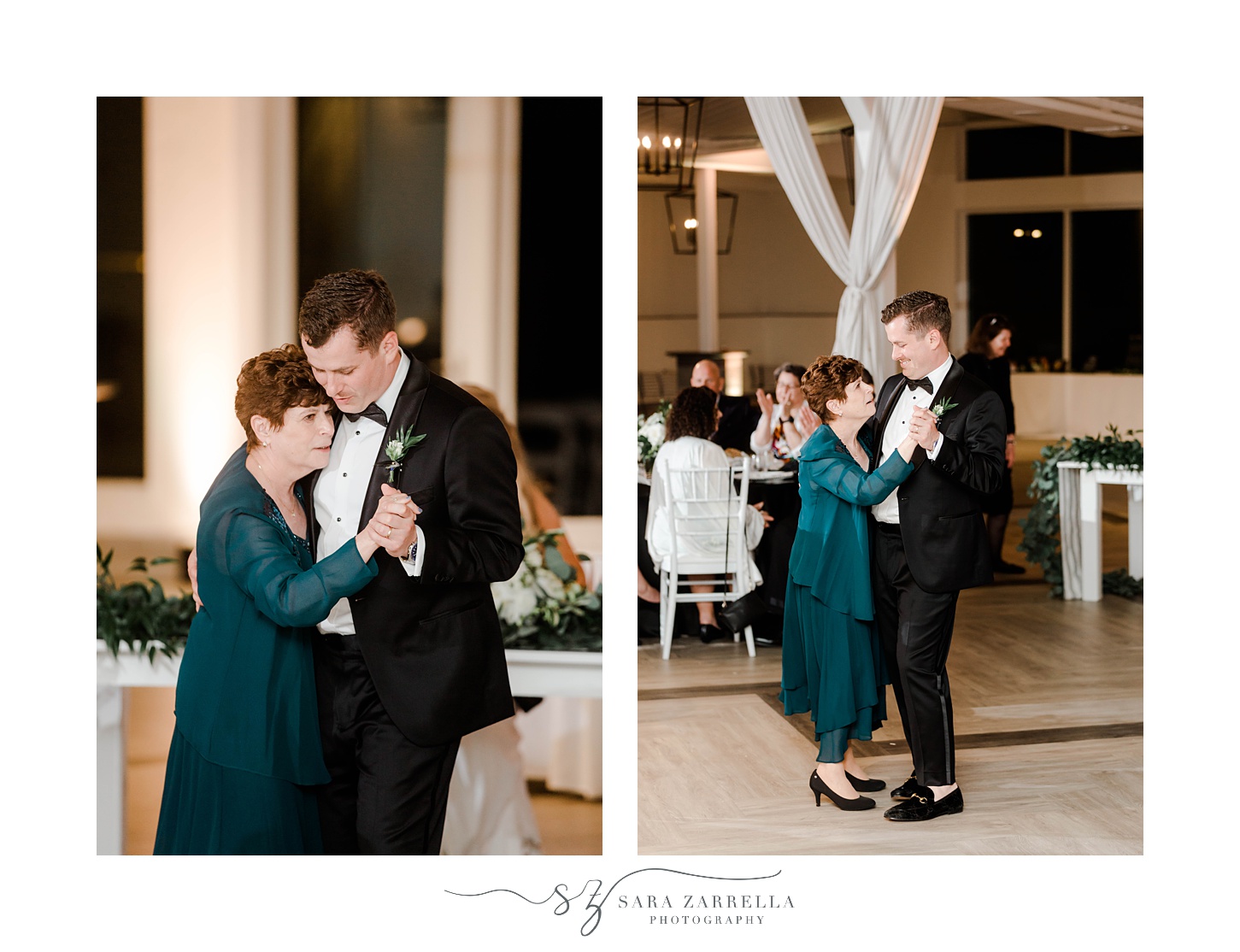 mom and groom dance during Newport RI wedding reception