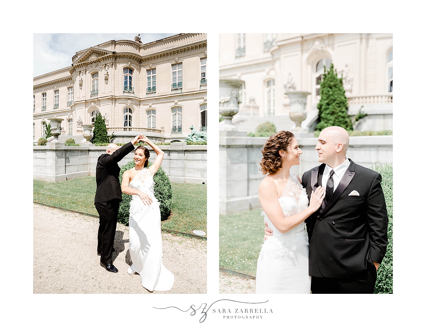 groom twirls bride during portraits at The Elms