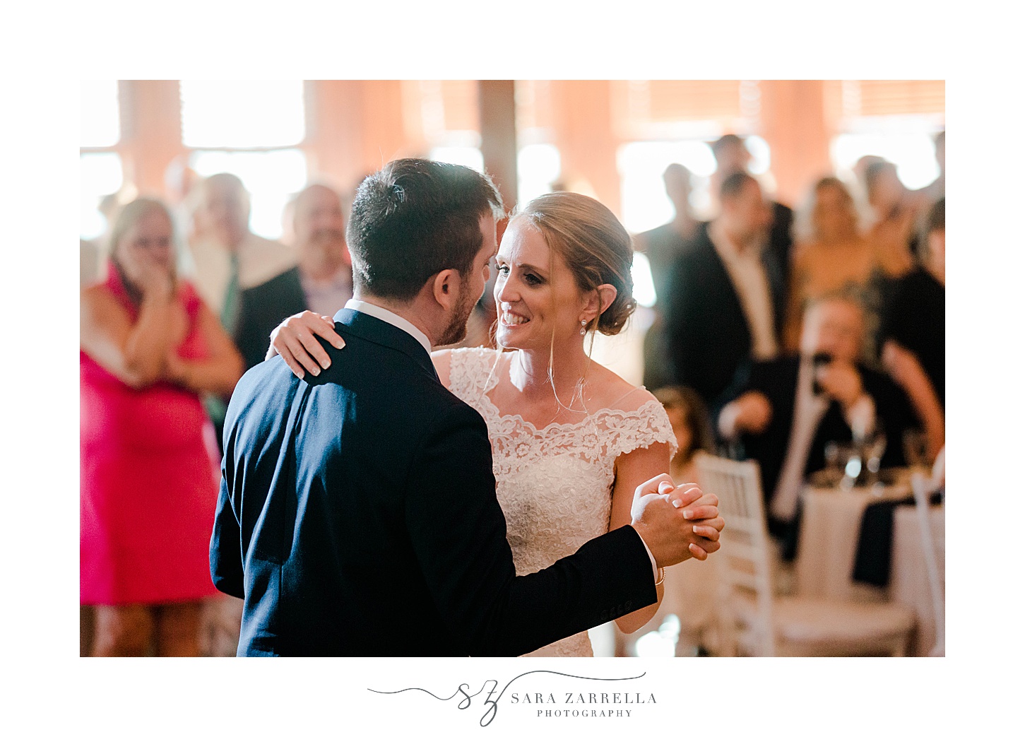 bride and groom's first dance at Squantum Association