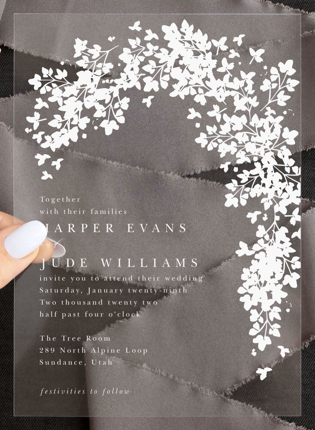 botanical arch clear wedding invite from Basic Invite 