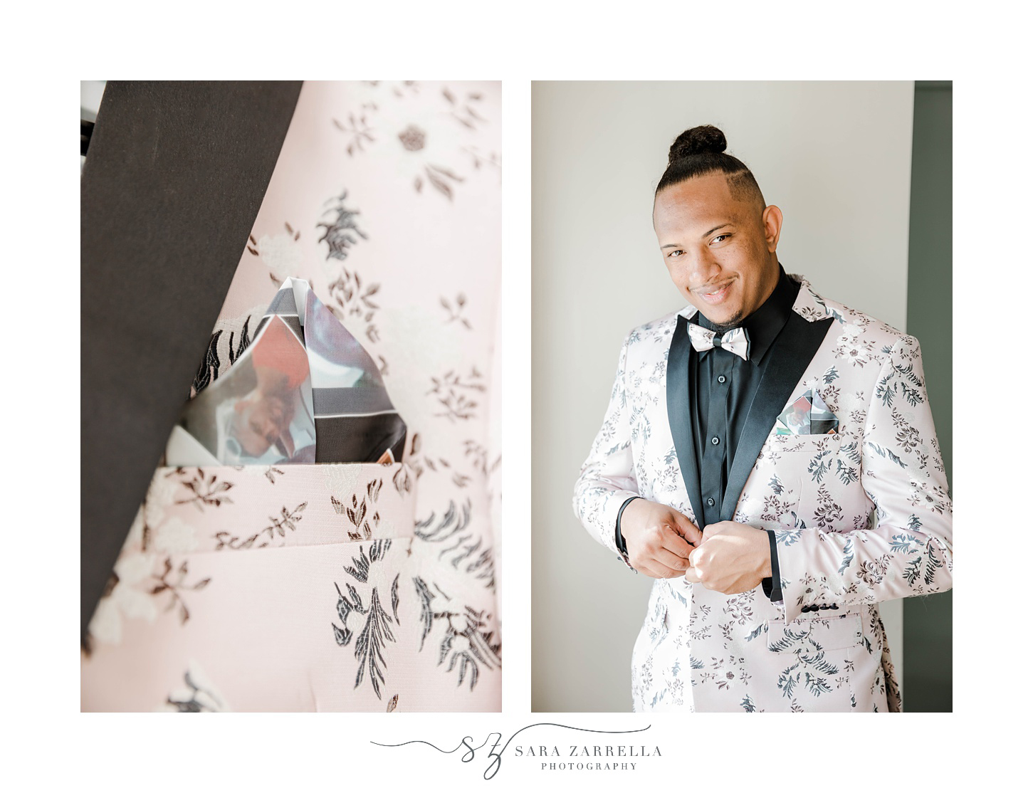 groom adjusts custom suit jacket before Newport Beach House wedding