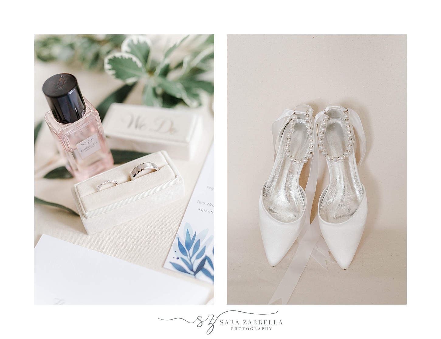 bride's details for Rhode Island wedding day in the summer