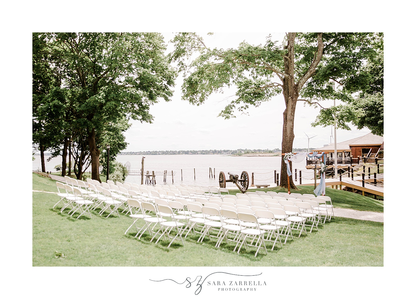 ceremony site at Squantum Association with wooden arbor
