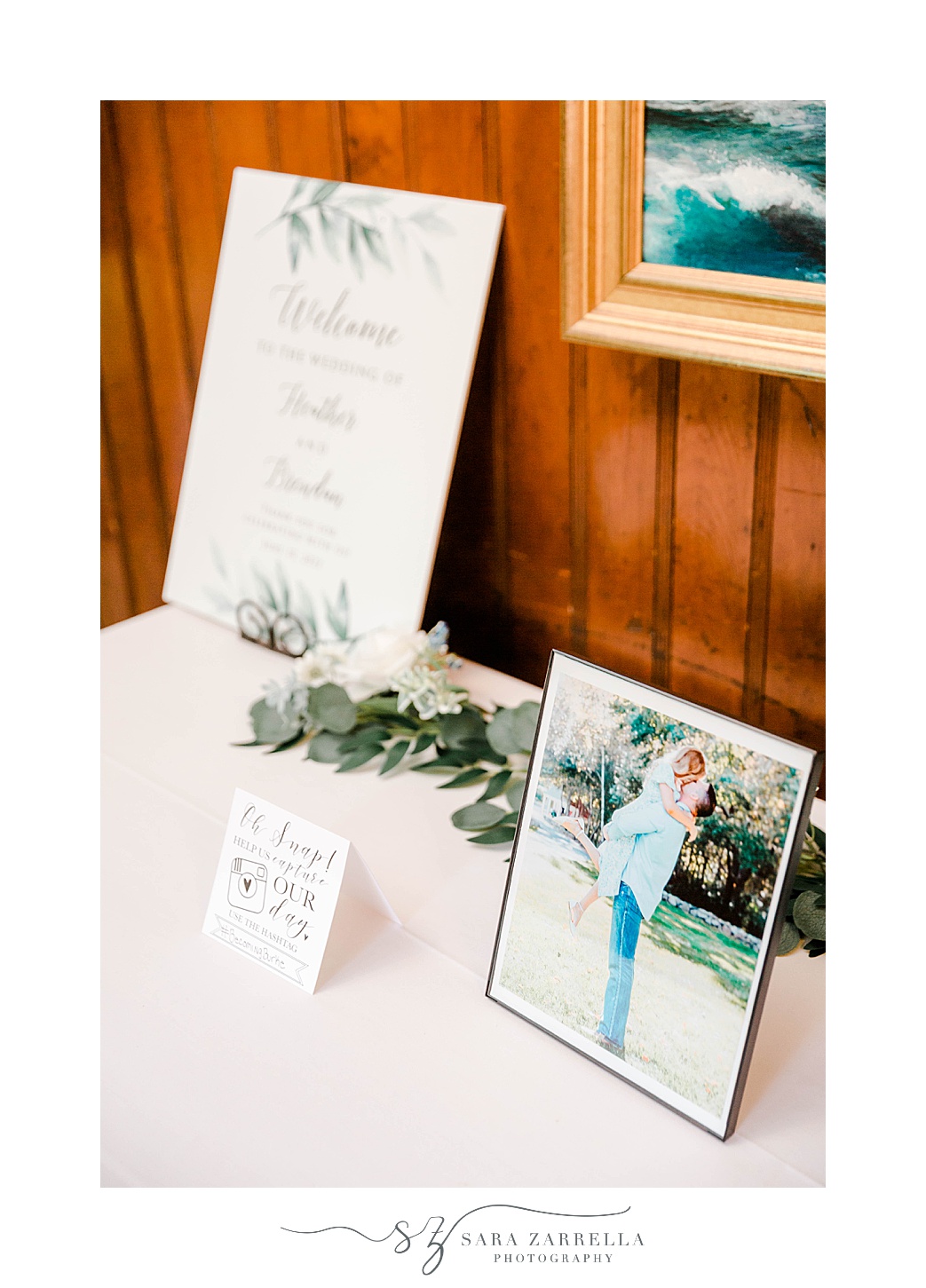 welcome table for RI wedding portraits 