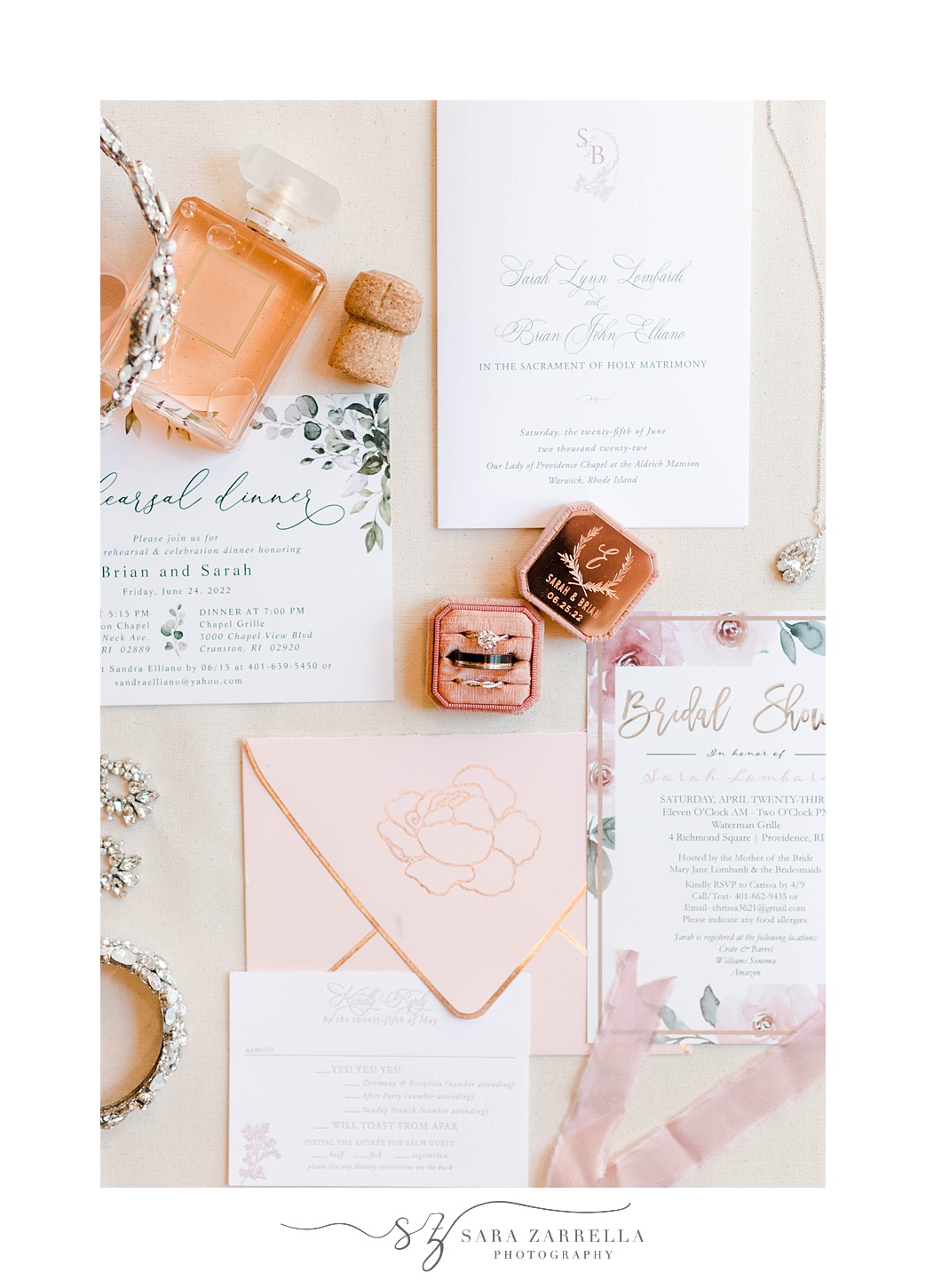 pastel invitation suite for summer Aldrich Mansion wedding 