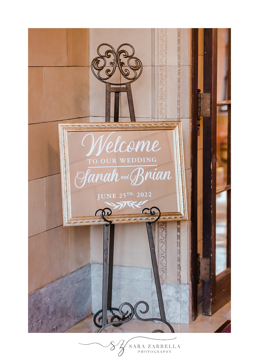 welcome sign for Warwick RI wedding reception