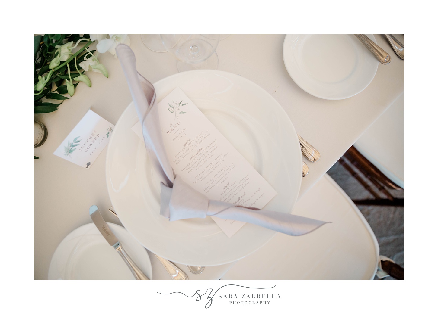 place setting with folded napkins at Castle Hill Inn