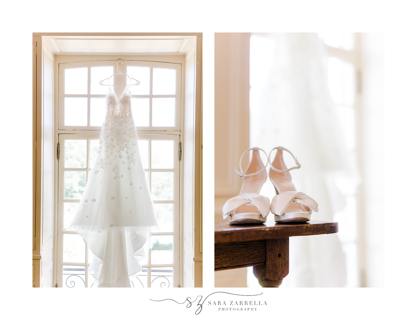bride's dress and shoes for Glen Manor House wedding