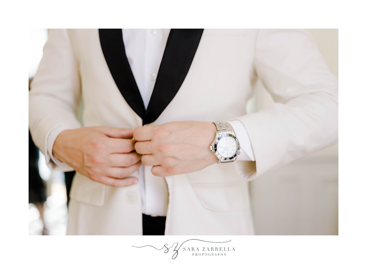groom buttons up white tux jacket 