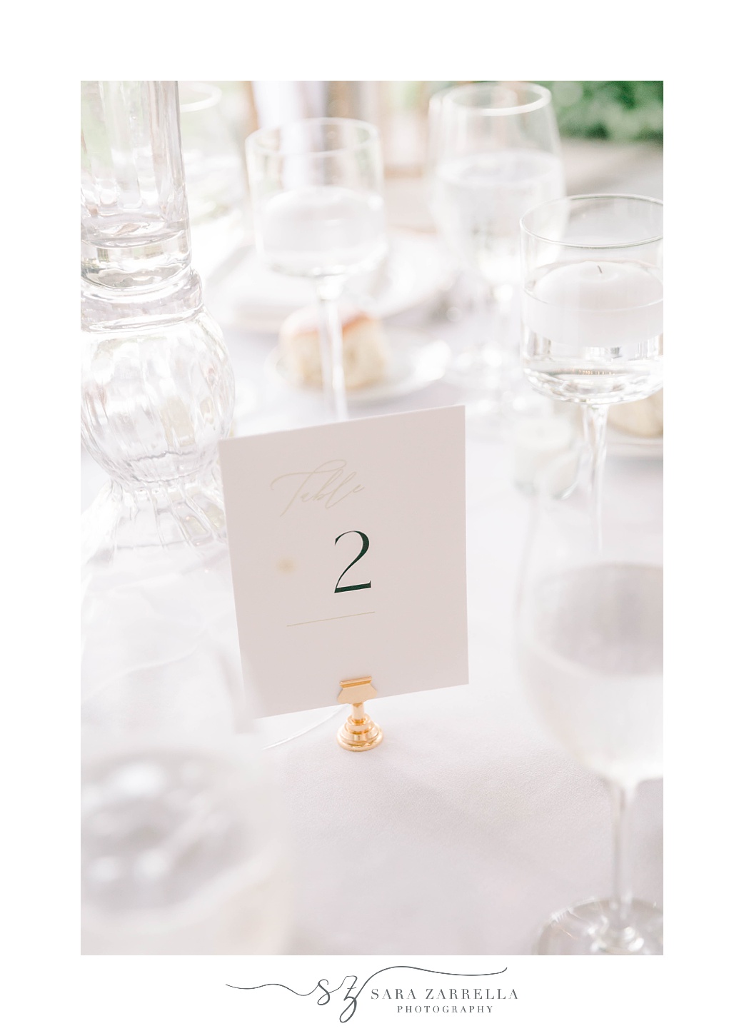 table number in gold holder at Glen Manor House