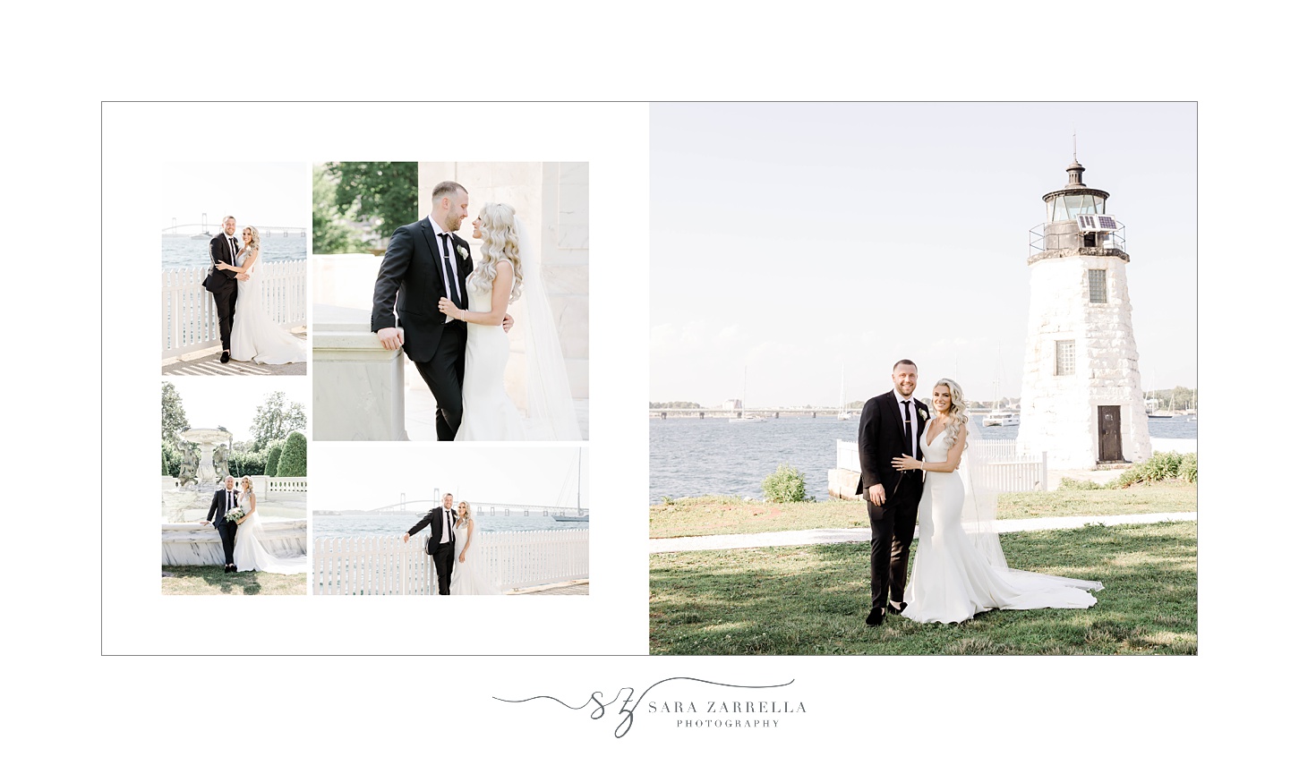 Gurney’s Newport Resort Wedding Storybook album designed by Sara Zarrella Photography