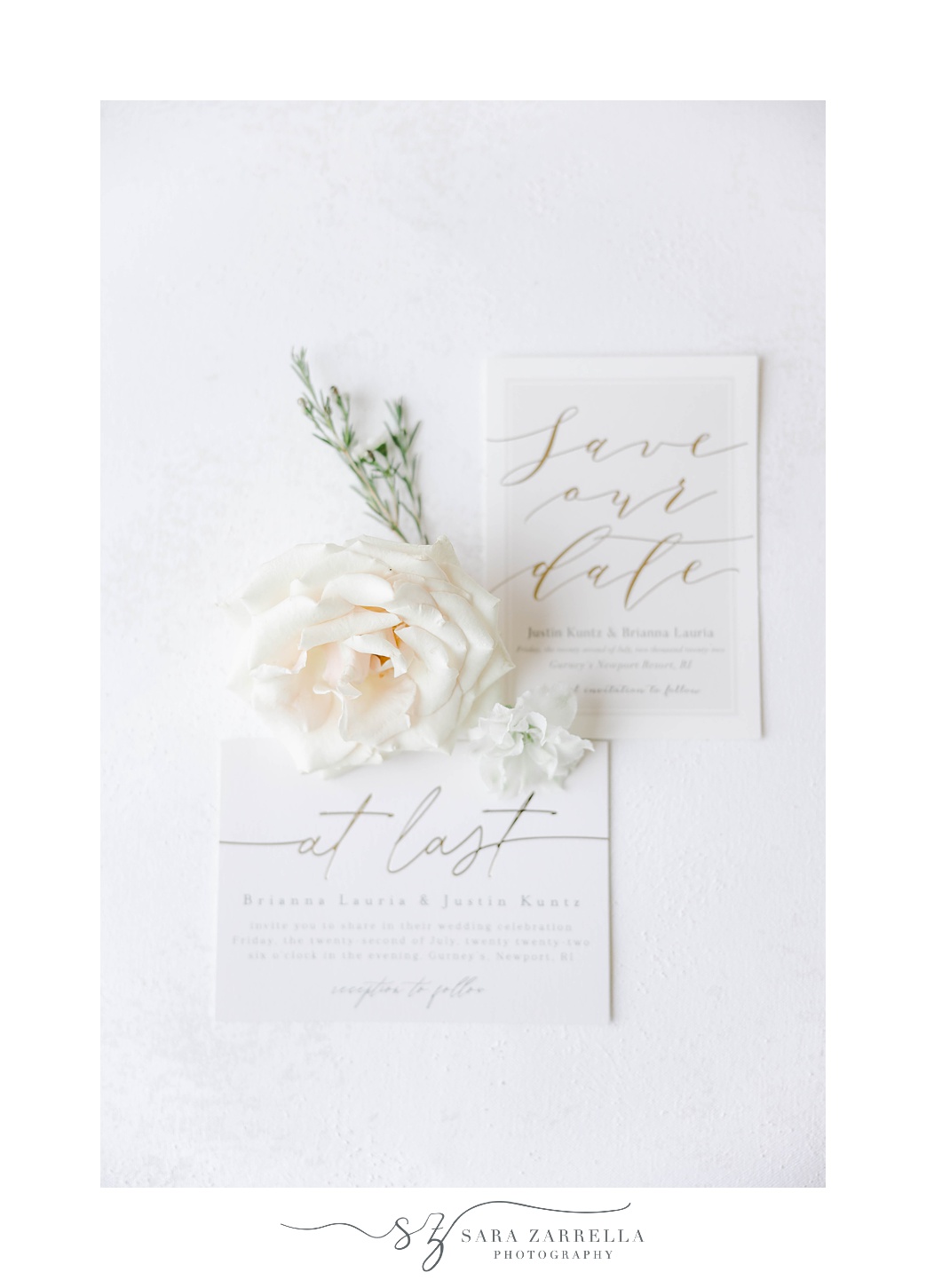 wedding invitation for Gurney’s Newport Resort wedding
