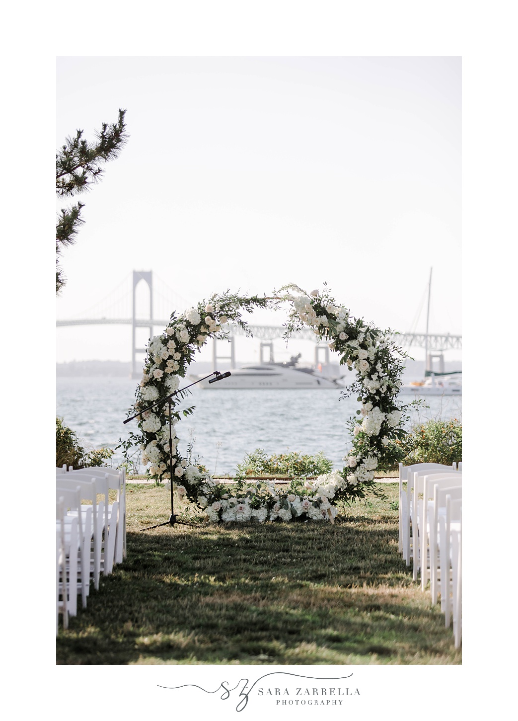 floral arch for ceremony at Gurney’s Newport Resort
