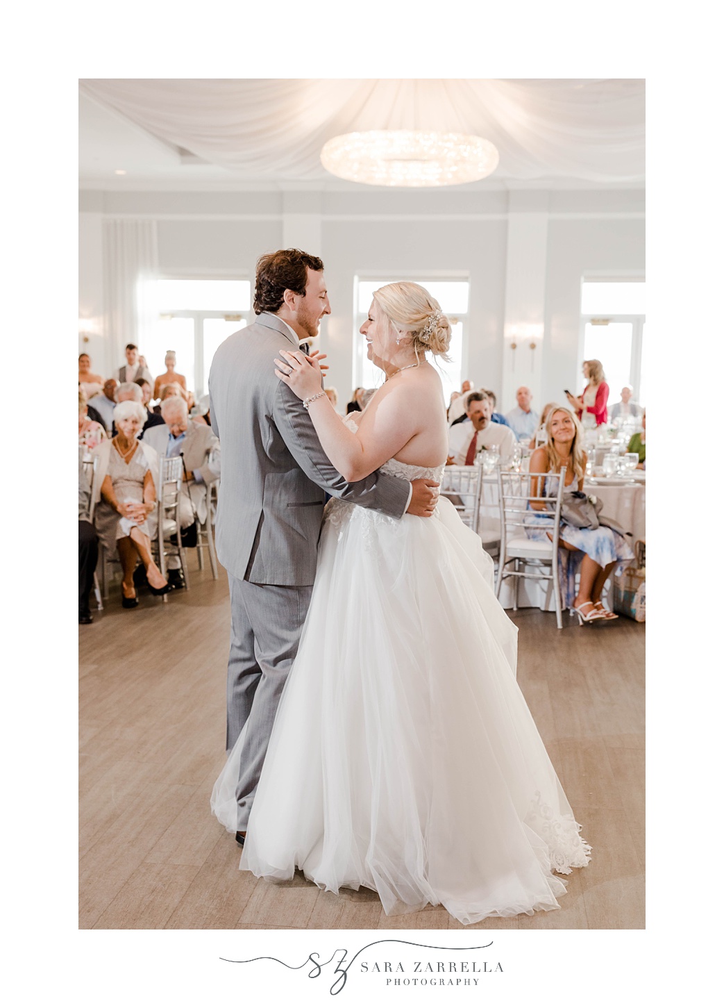 bride and groom have first dance in Newport RI