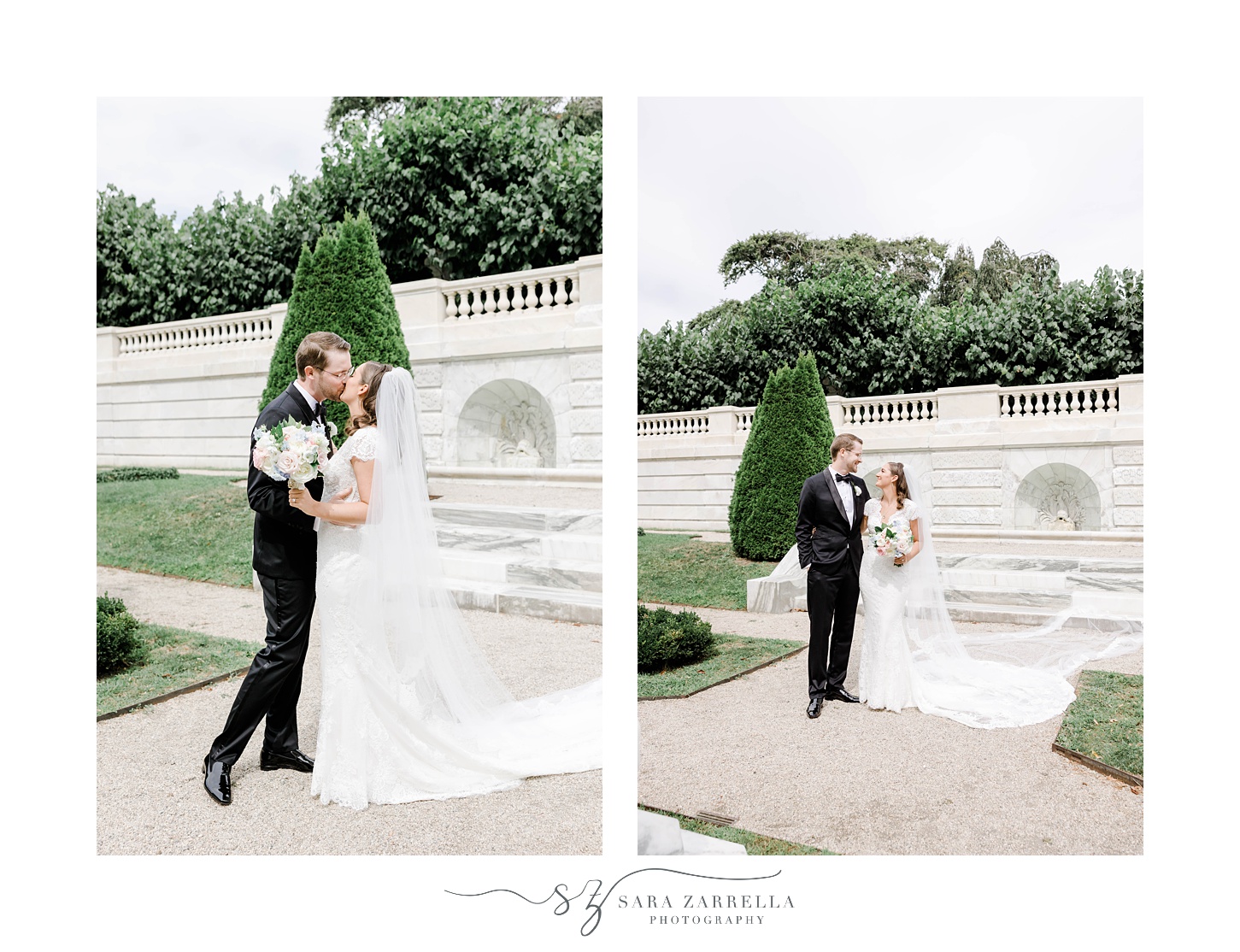 bride and groom hug during portraits at The Elms
