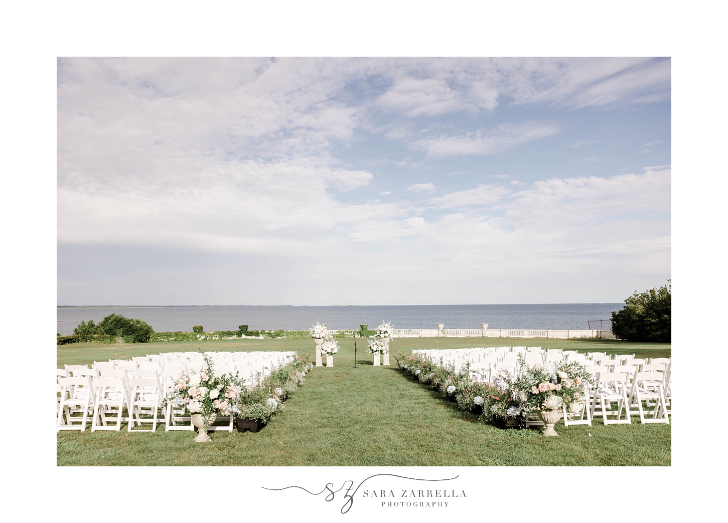 waterfront ceremony at Rosecliff Mansion