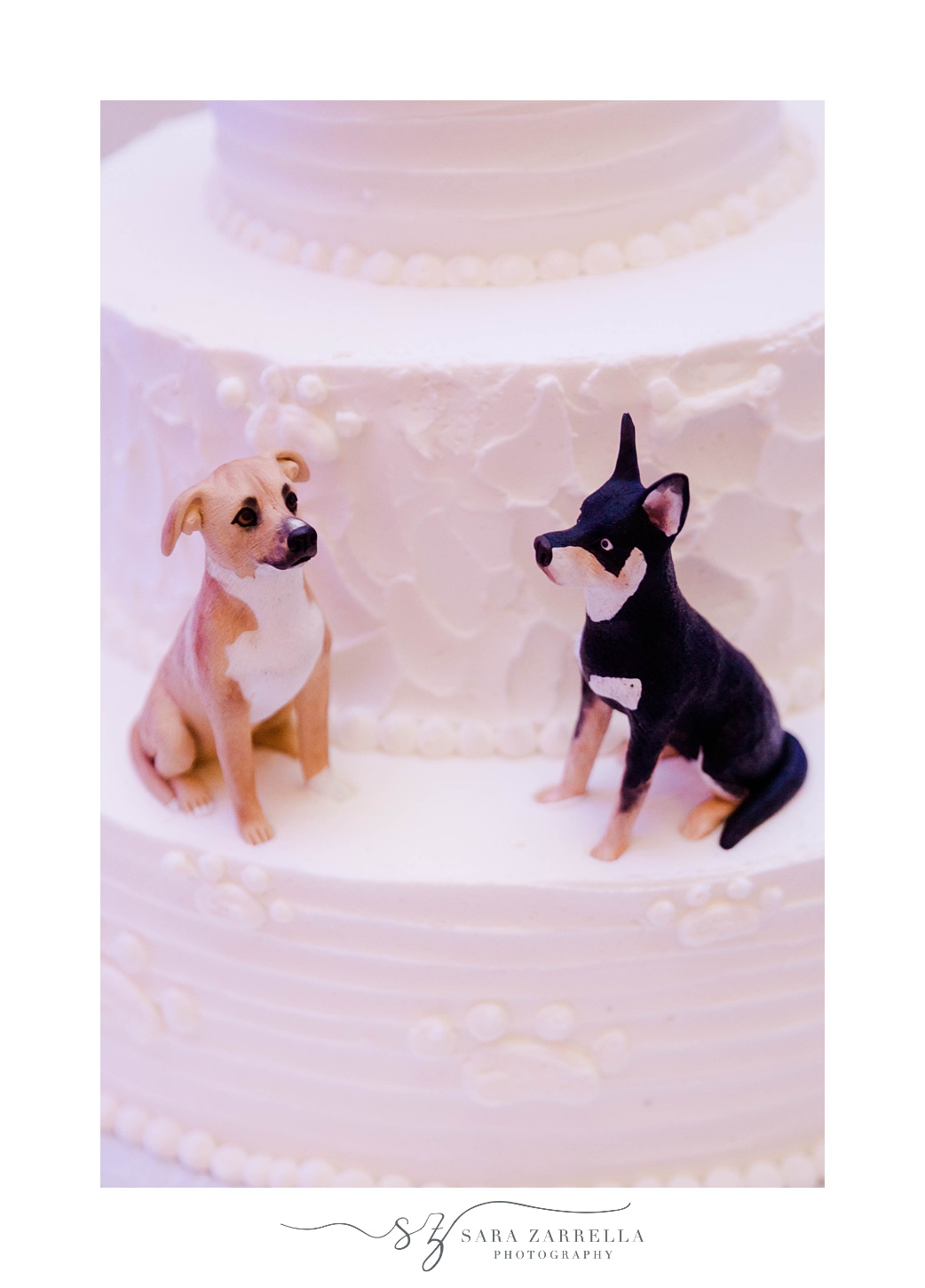 dogs on wedding cake at The Bohlin