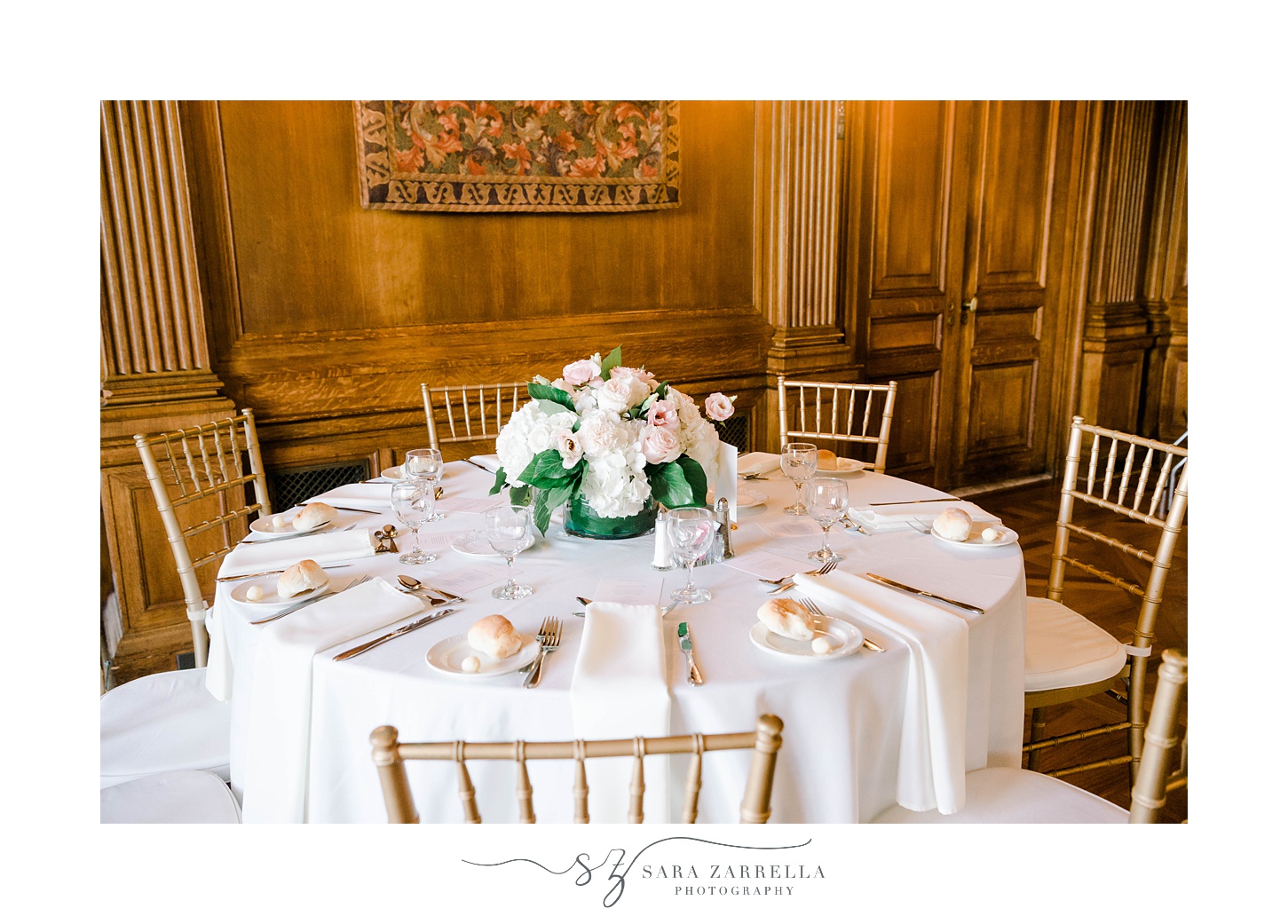 place settings for Aldrich Mansion wedding reception