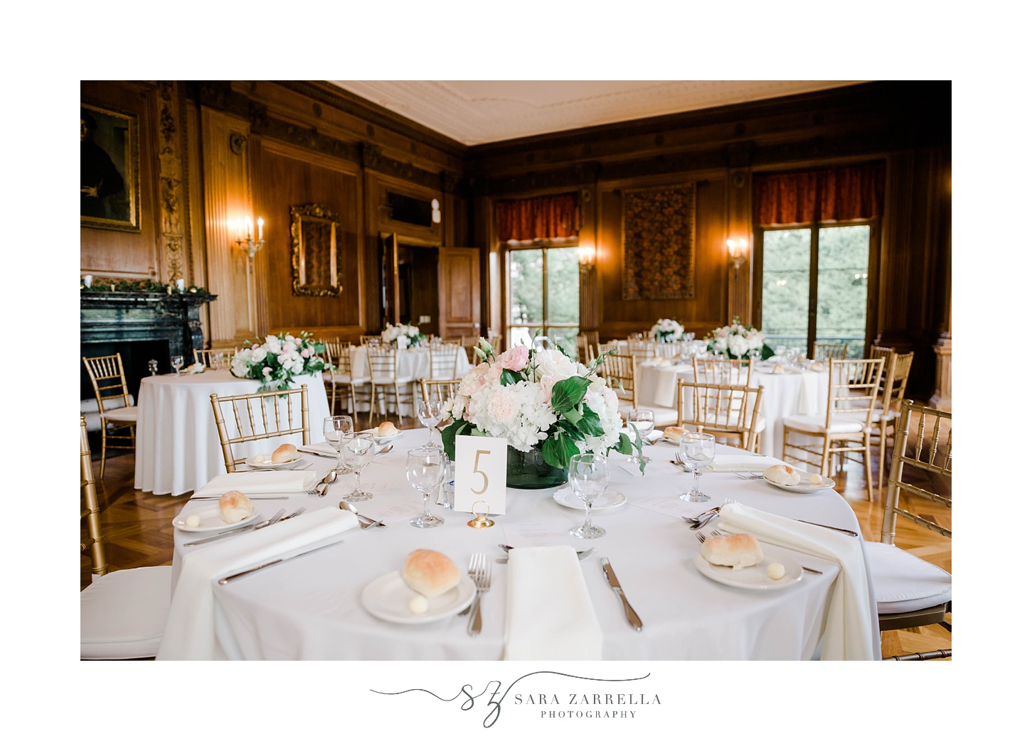 place settings for Aldrich Mansion wedding reception