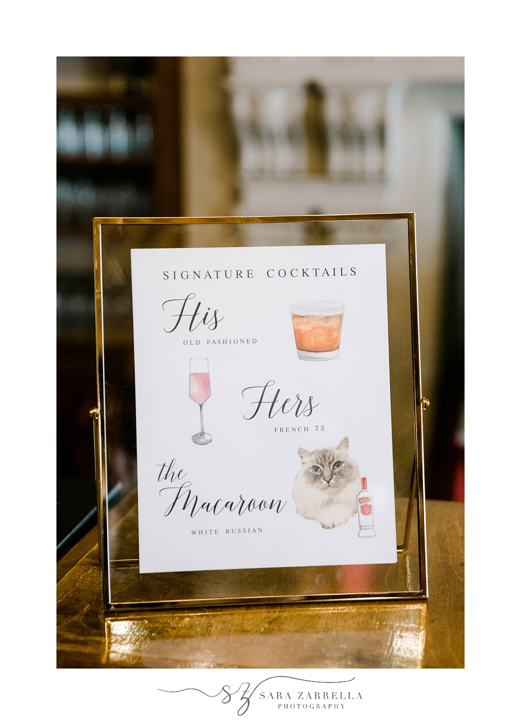 signature cocktail sign for RI wedding reception 