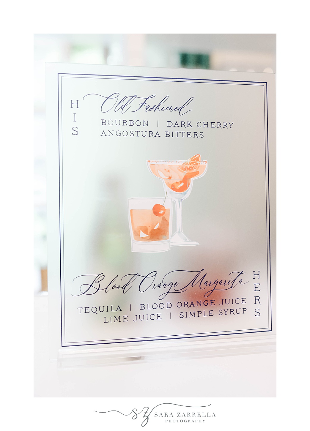 signature drink sign for wedding at Glen Manor House