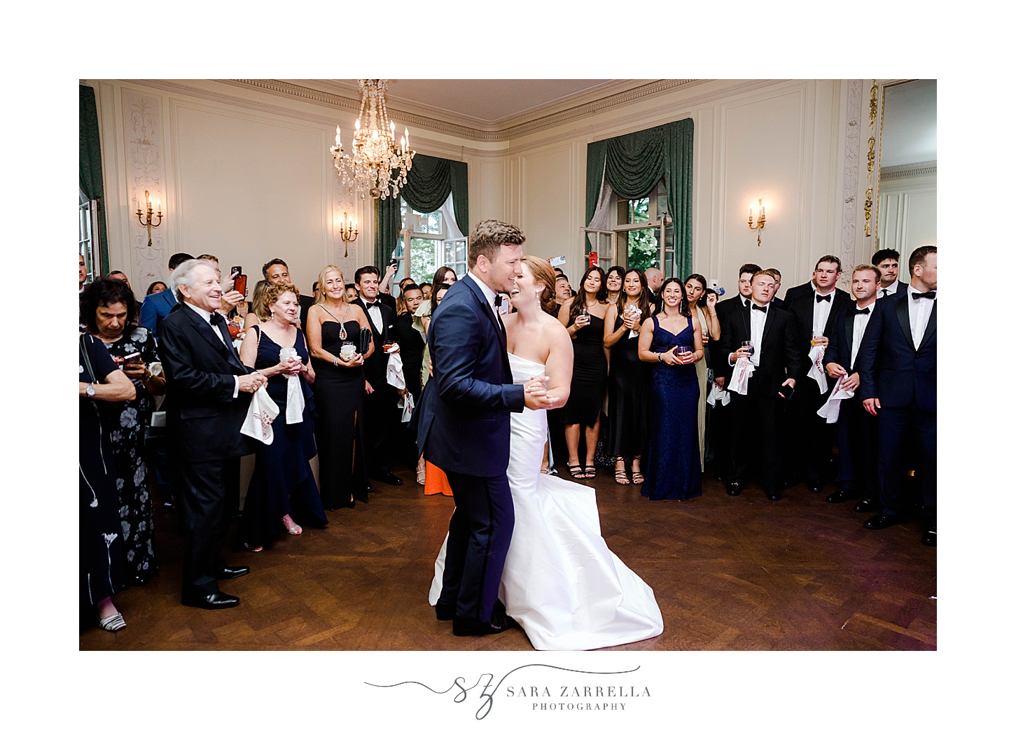 newlyweds have first dance during RI wedding reception at Glen Manor House
