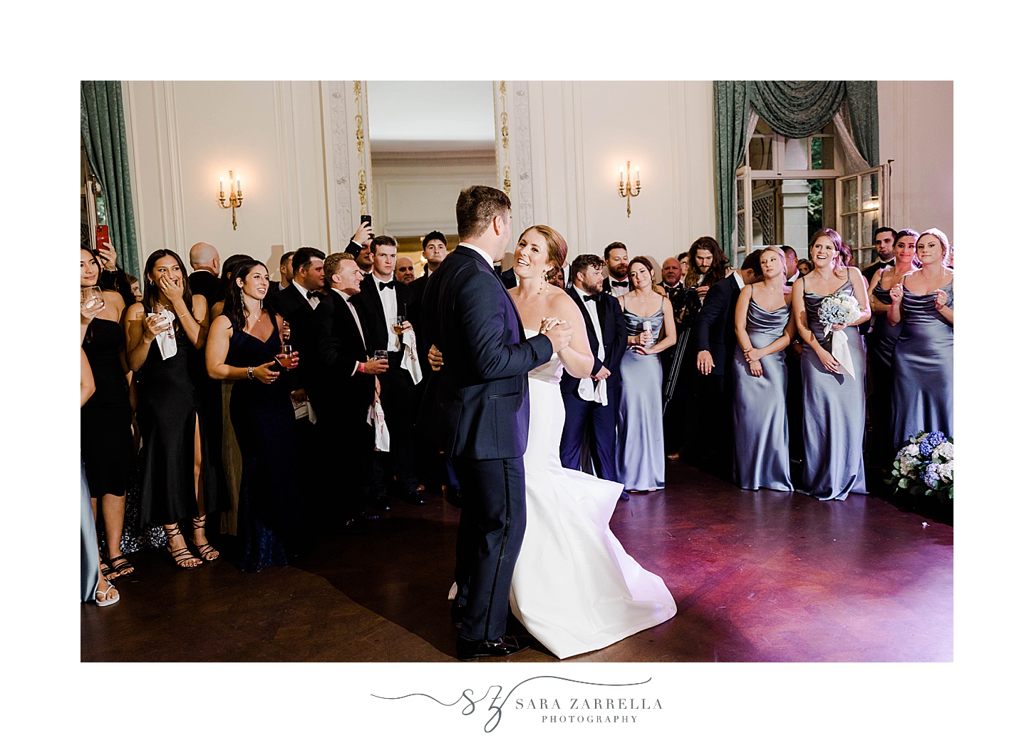 newlyweds have first dance during RI wedding reception at Glen Manor House
