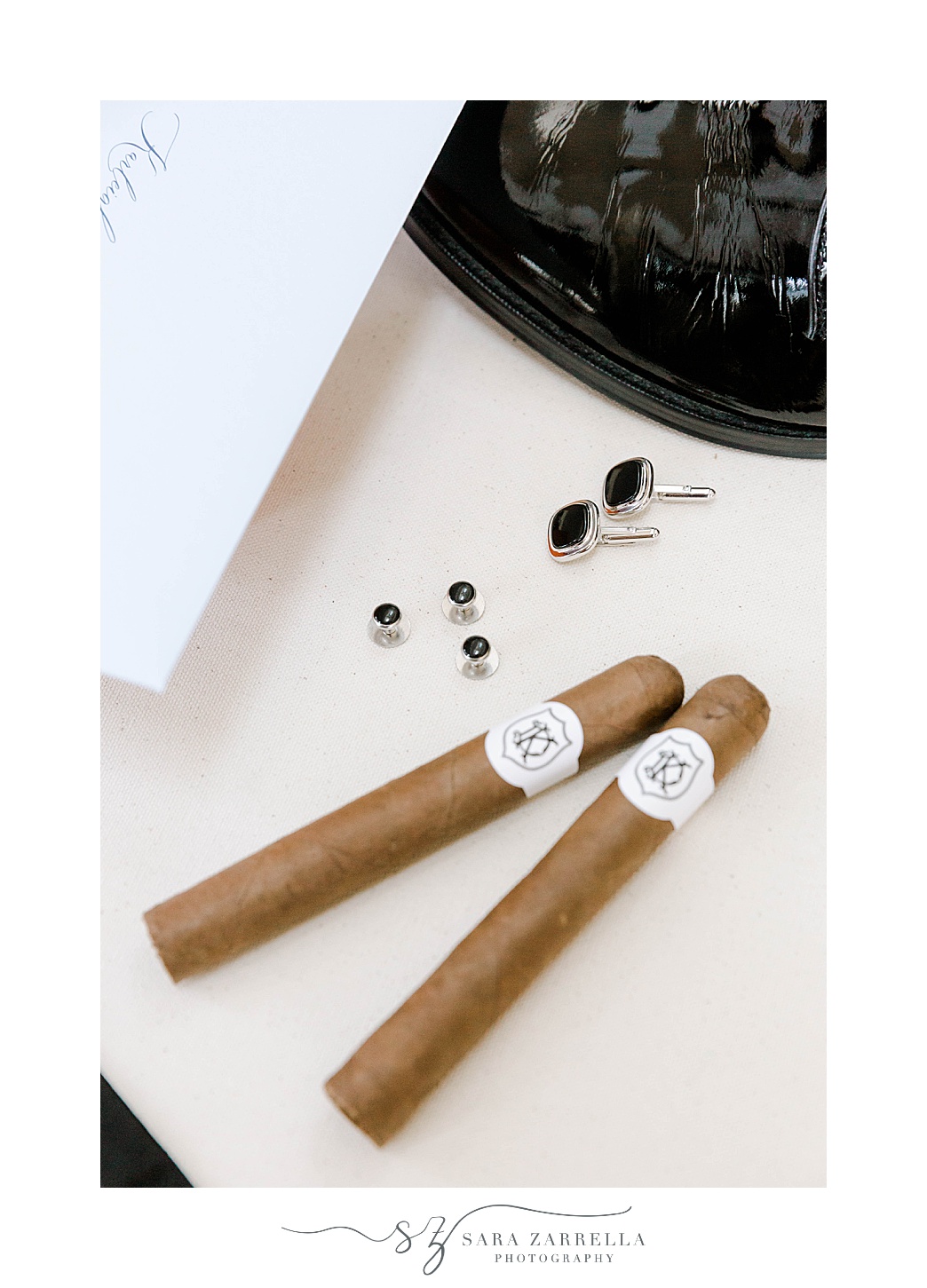 cigars and cufflinks for groom