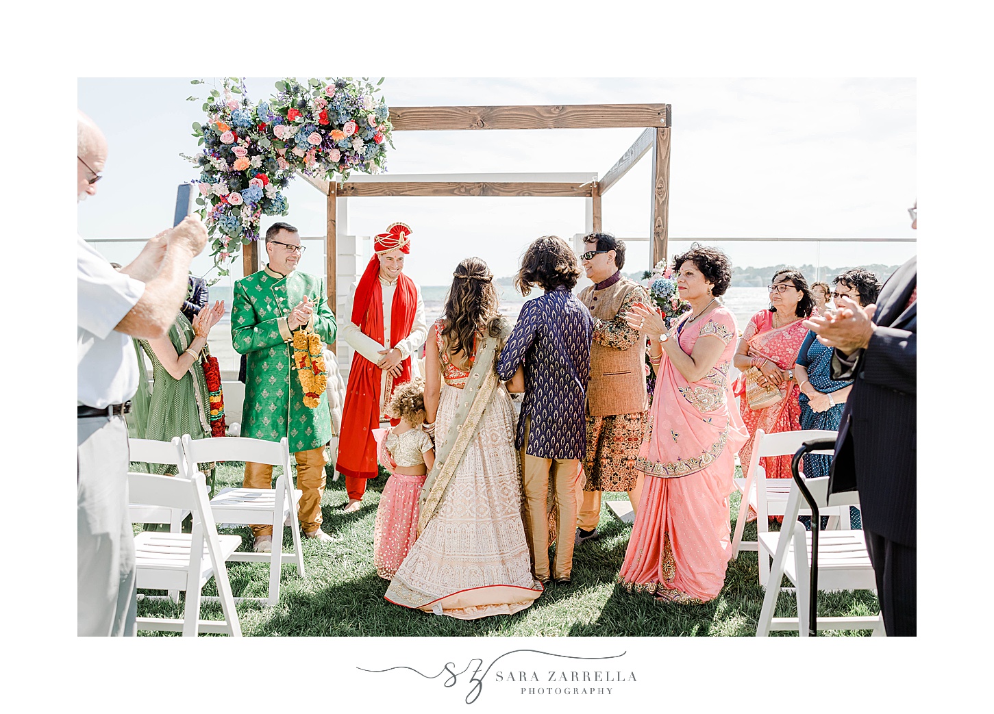bride enters traditional Indian wedding ceremony at Newport Beach House