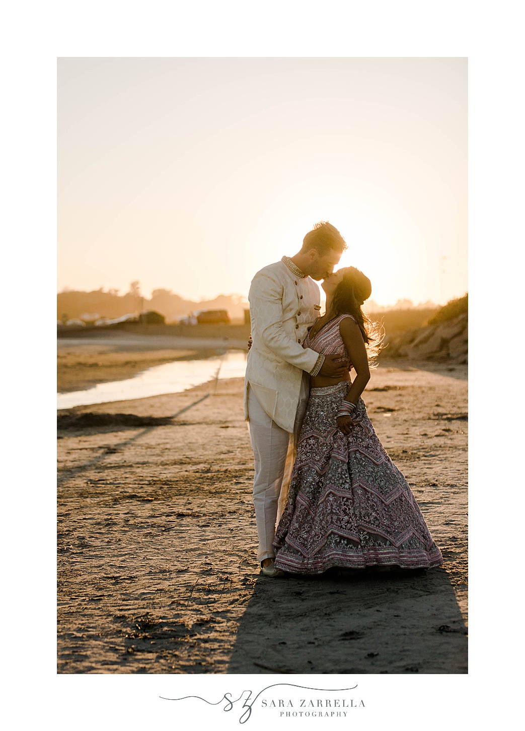 sunset wedding portraits on Newport Beach
