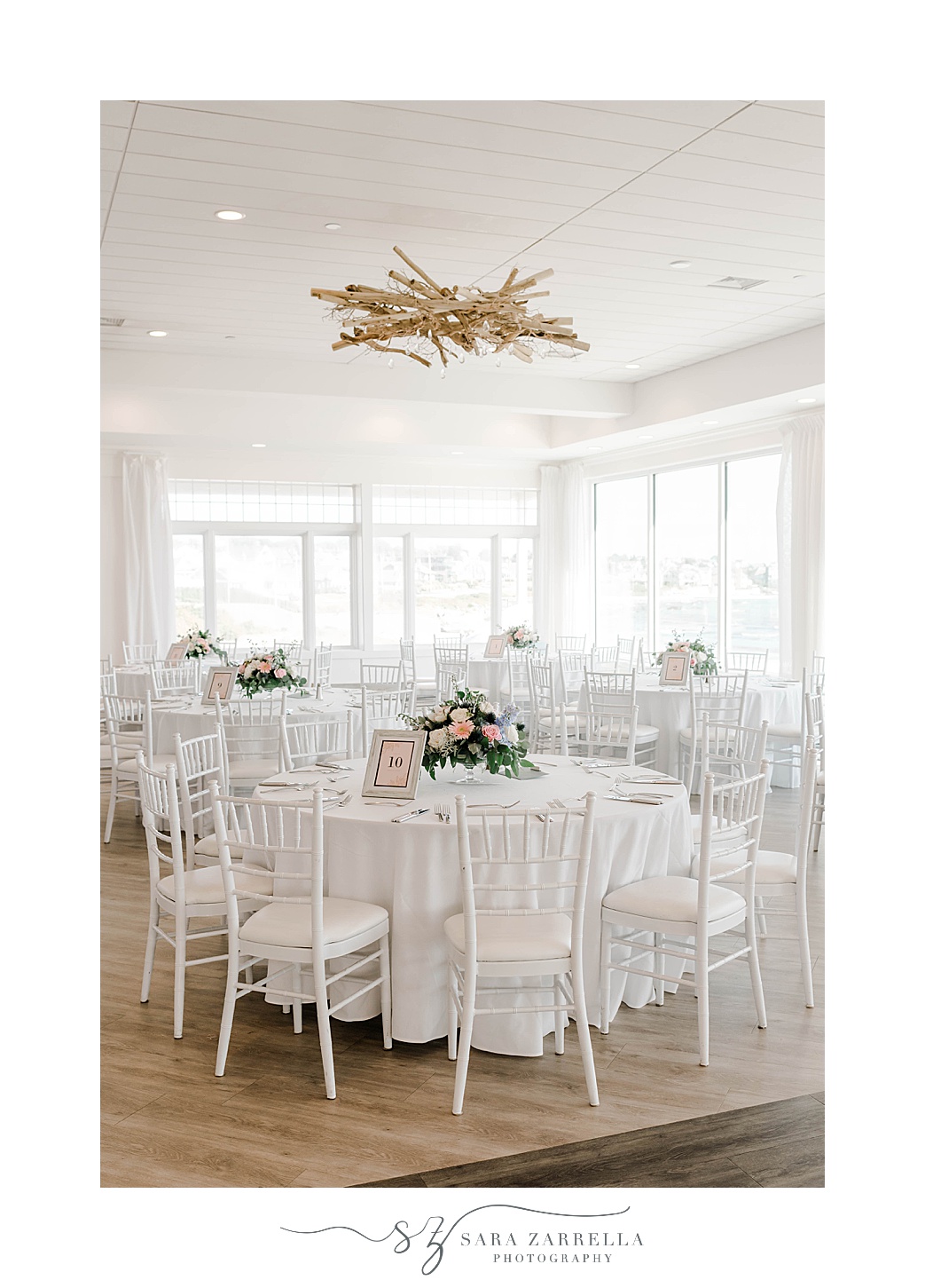ivory and gold details for Newport Beach House wedding reception