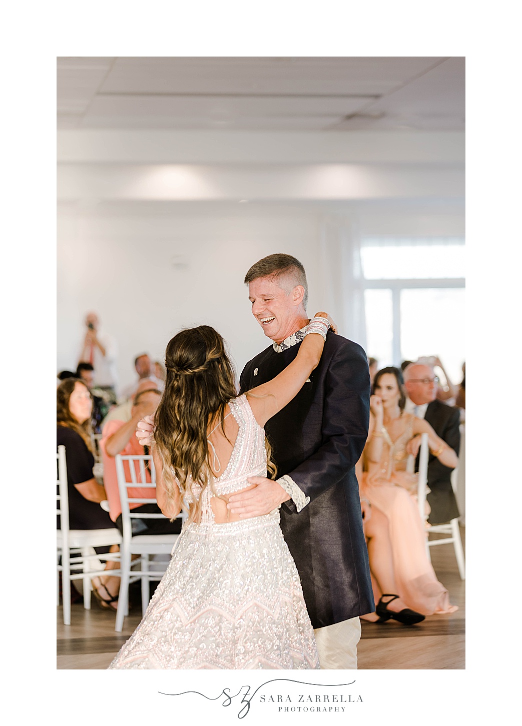 bride and dad have dance at Newport Beach House