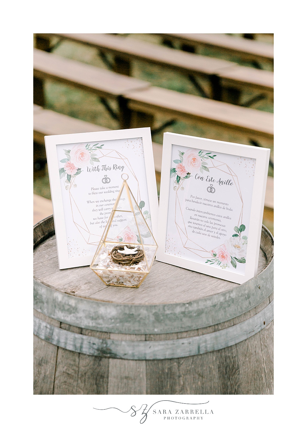 welcome signs for ceremony at Newport Vineyards