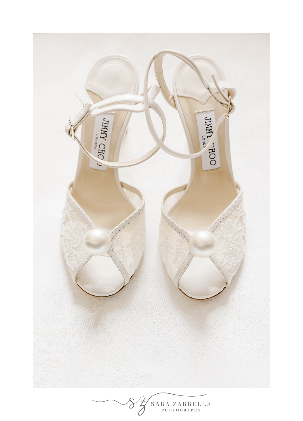 bride's shoes with pearl detail