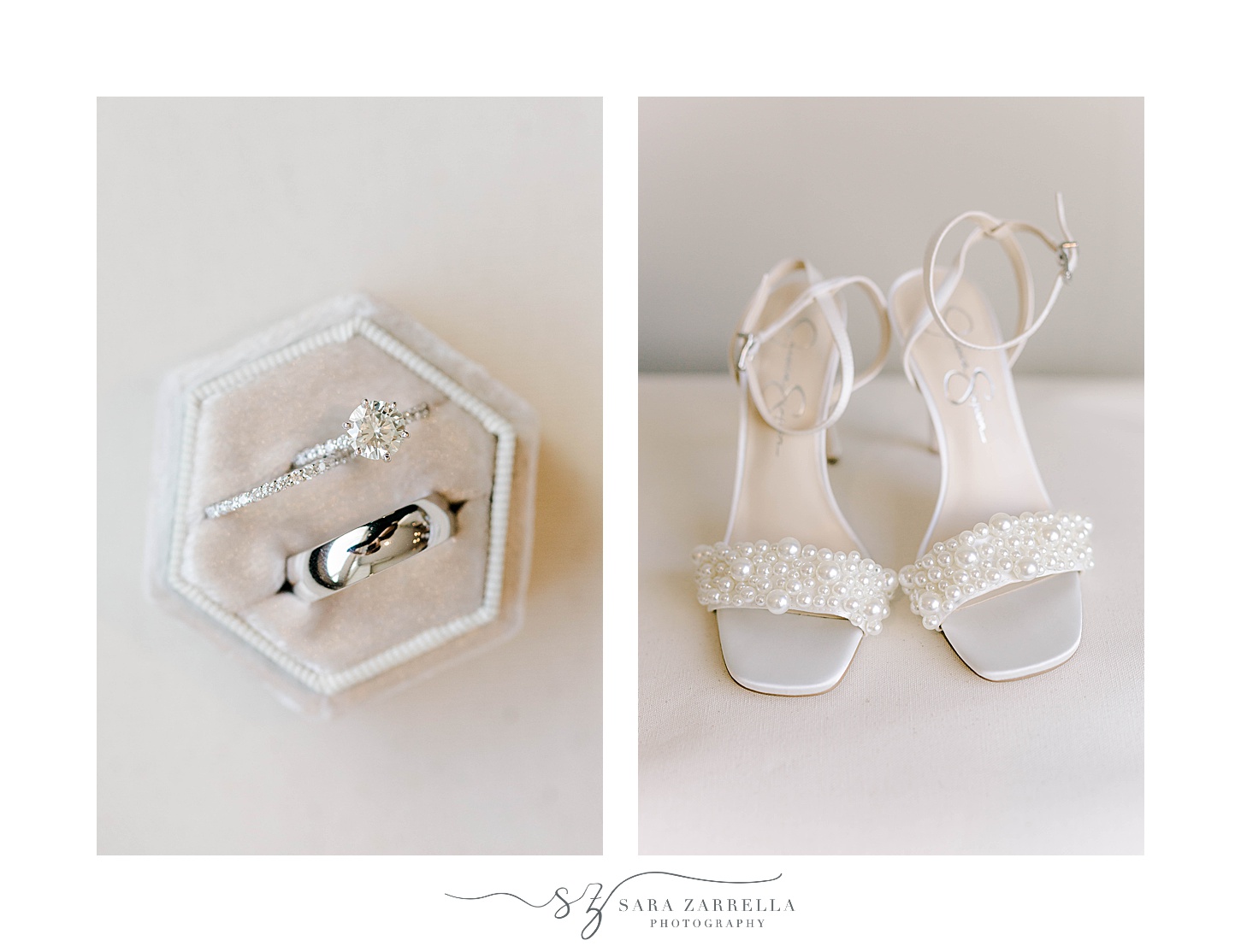 bride's shoes and rings for RI wedding