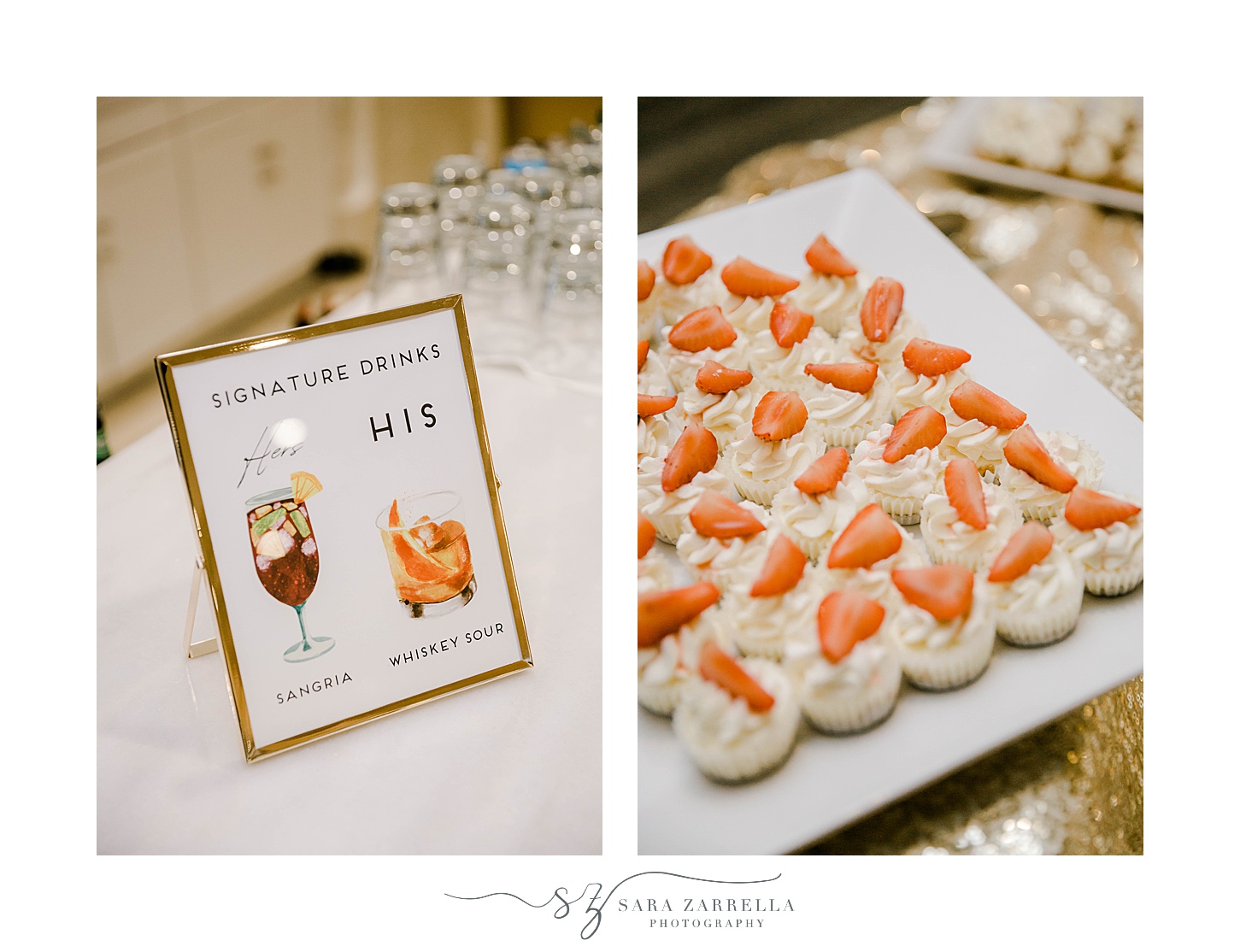 signature drink sign and mini cupcakes for Atlantic Resort Wyndham wedding reception