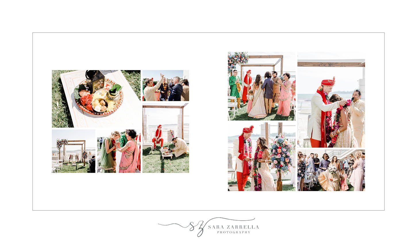 Newport Beach house Indian Catholic wedding storybook album by Sara Zarrella Photography